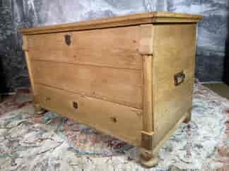 European Baltic pine chest with drawer to base, mid 19th century