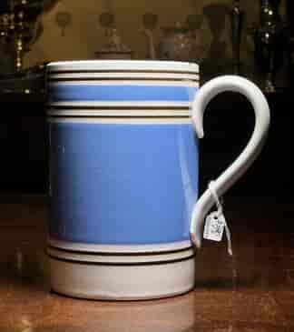 Large Cornishware tankard mug, 1 QUART V-R 19. C.1910