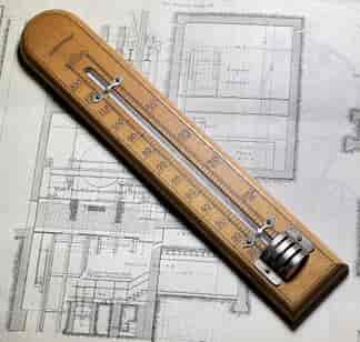 Victorian wood mounted thermometer, c. 1890