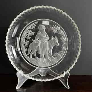 Victorian pressed glass dish with red riding hood & wolf, C.1890