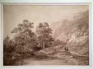 Grand Tour Sepia Italian landscape, 'Mina', signed & dated EE 1859