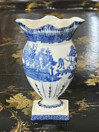 Pearlware spill vase on plinth base, printed Pagoda pattern, c. 1800