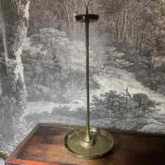 Tall bronze pricket candlestick, wide base drip pan, Japanese 19th century
