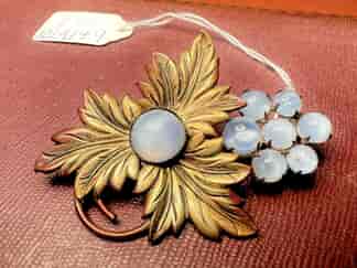 Grapevine brooch with gilt leaves and faux moonstones, C 1920