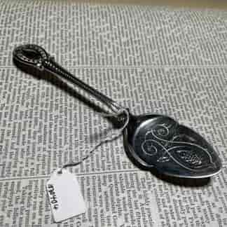 Sliverplate jam spoon, finely moulded dated1866