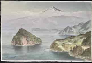 Fukutaro Terauchi, Large Watercolour of coast &  Mount Fuji, 1930’s