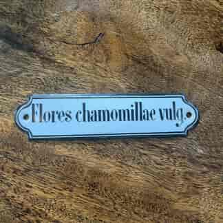 Enamel Chemist plaque, ‘Flores chamomillae vulg’