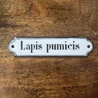 Enamel Chemist plaque, ‘Lapis pumicis’