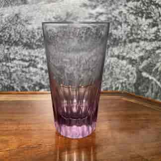 Amethyst hand blown glass tumbler tapered sides with thick base, C.1890