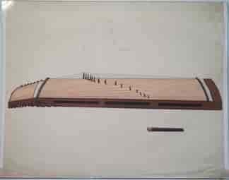 Chinese Export watercolour painting of musical instrument, Guzheng, early 19th century