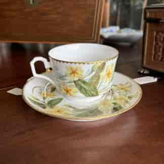 French cup & saucer, with yellow flower sprays C.1880