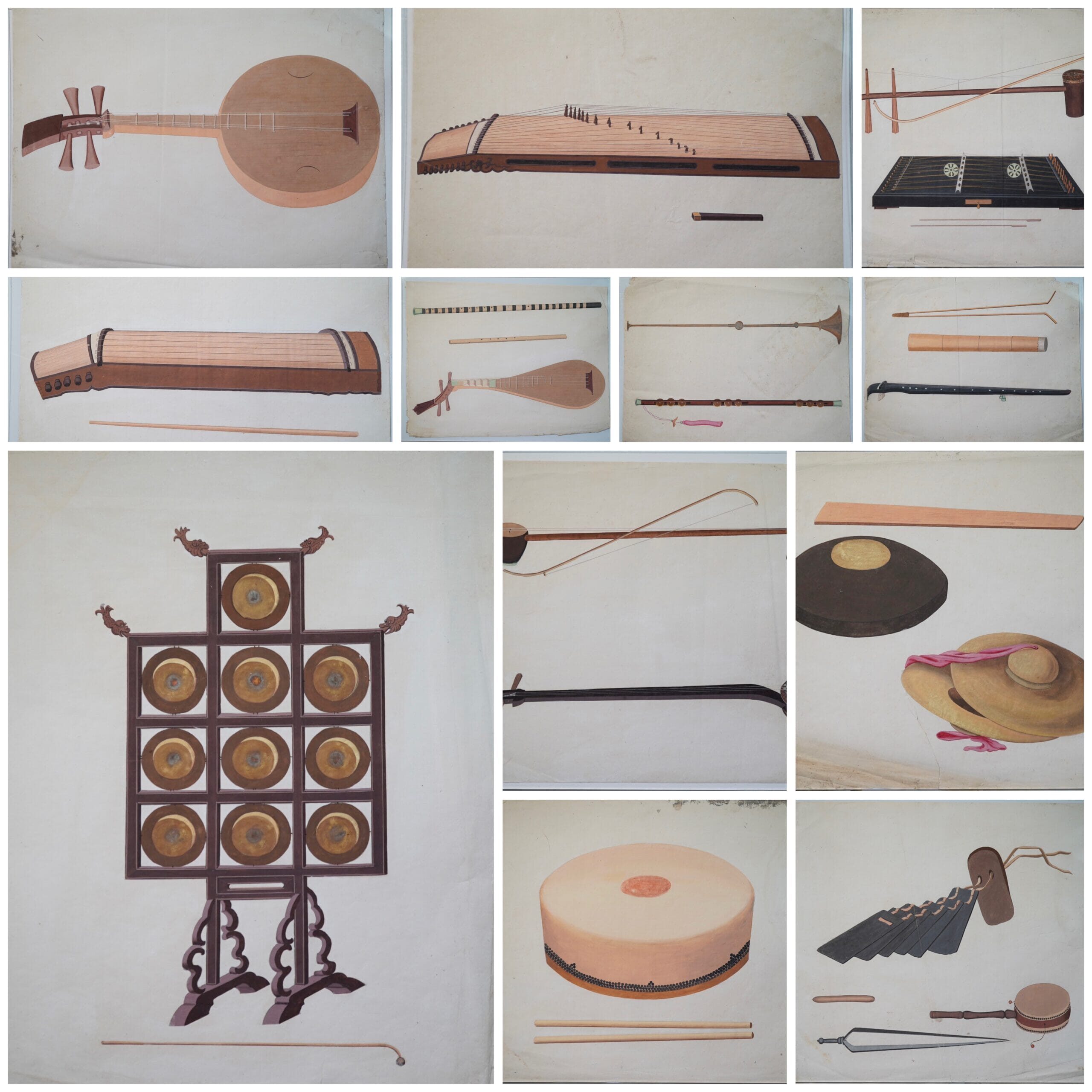 Chinese Qing Dynasty Musical Instruments Painting