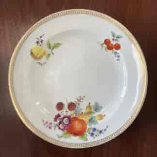 Meissen outside decorated plate, colourful fruit and flowers C.1880