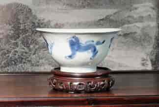 Chinese porcelain bowl, underglaze Buddhist Lion decoration, Ming Dynasty, 16th century