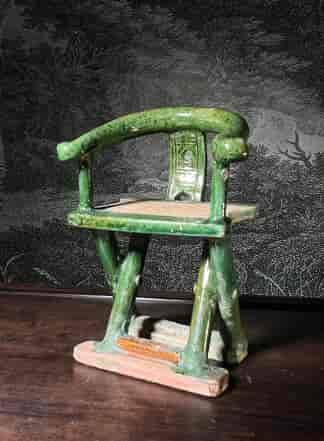 Ming Dynasty model of a folding horseshoe chair, green glaze, 17th c.