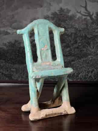 Ming Dynasty model of a folding chair, unusual turqiuoise glaze, 17th c.