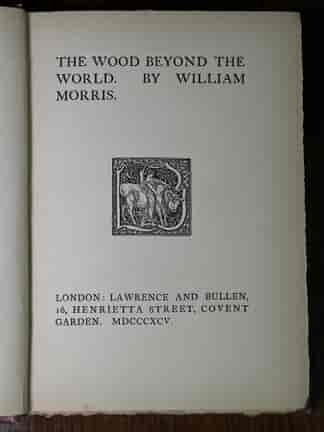 William Morris original Book - THE WOOD BEYOND THE WORLD 1895