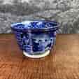 Historical Flow Blue Staffordshire 'Lafayette at Tomb of Franklin' tea bowl, C.1825