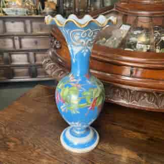 Victorian milkglass vase painted with fuchsia, c. 1870