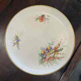 Royal Worcester  plate with painted flower groups, c. 1885