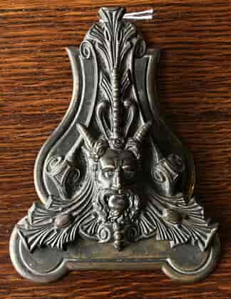Victorian stationary bronzed clip, Satyr head, C. 1865
