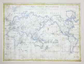 World Map, from Malham’s Naval Gazetteer, showing Botany Bay, 1795