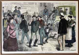 Hand coloured print 'Great Bourke Street, Melbourne', after W. Ralstan, 1872