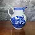Pearlware jug, printed in blue with 'boy on buffalo' pattern, C.1800