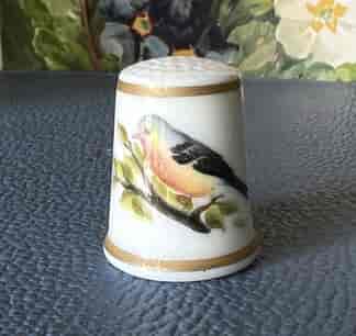 Royal Worcester thimble, hand-painted Robin, signed P Dunkley