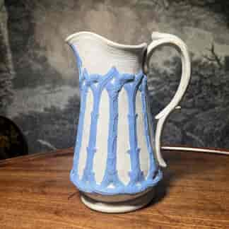 Smear glaze jug sprigged in blues C.1835