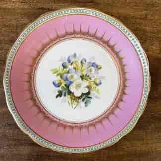 English porcelain plate, pink border C 1870