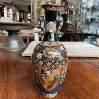 Japanese Cloisonne vase, Phoenix & Dragons, mica ground, c. 1900