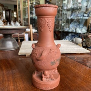 Chinese Japanese Double Koi Terracotta Pottery discount Vase