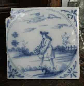 Dutch Delft tile, Gent in countryside, c. 1700