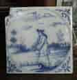 Dutch Delft tile, Gent in countryside, c. 1700