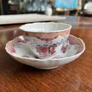 Chinese export teacup & saucer, Meissen style, C. 1765
