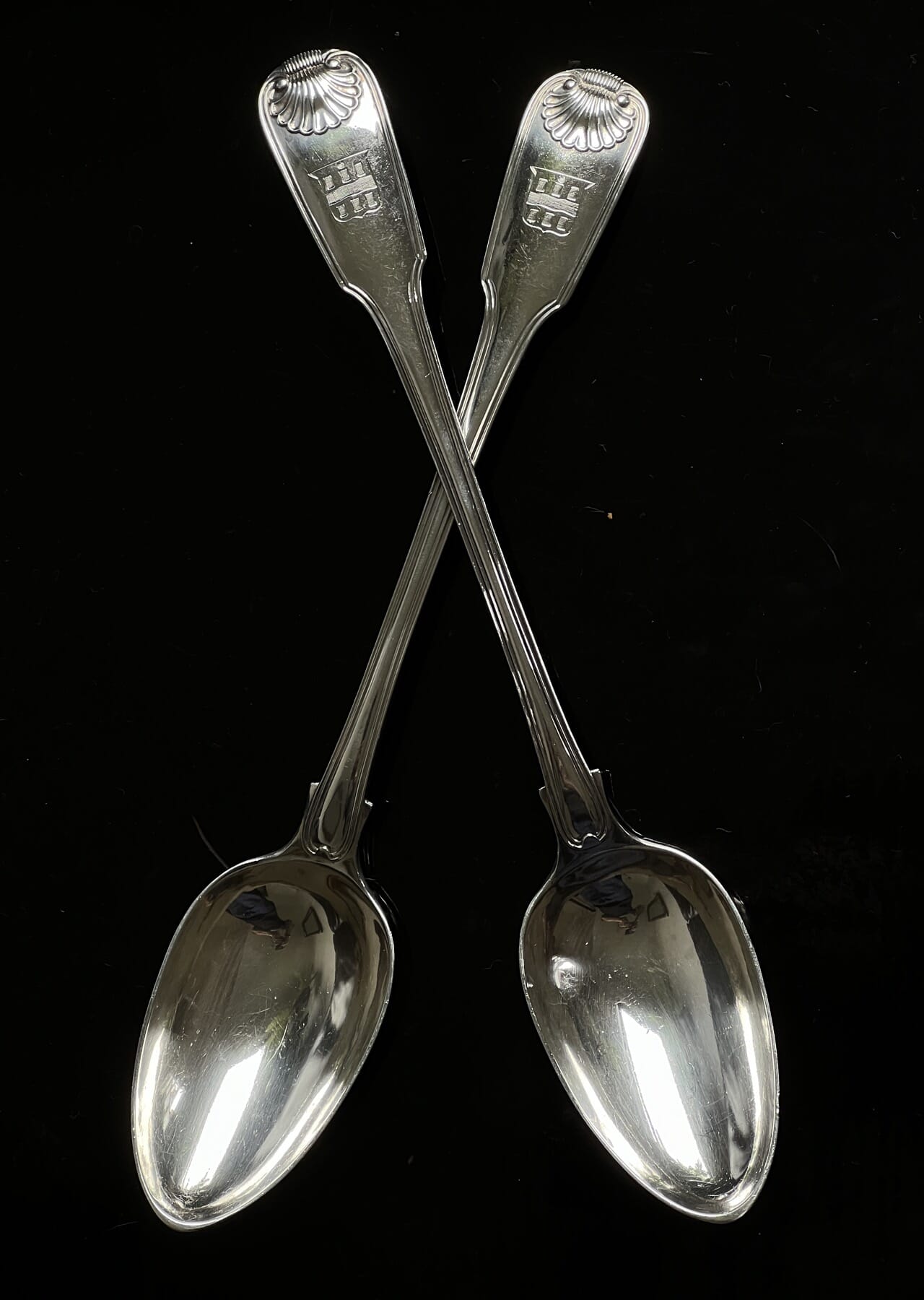 Large Georgian Sterling Silver Stuffing Spoons at Moorabool Antiques