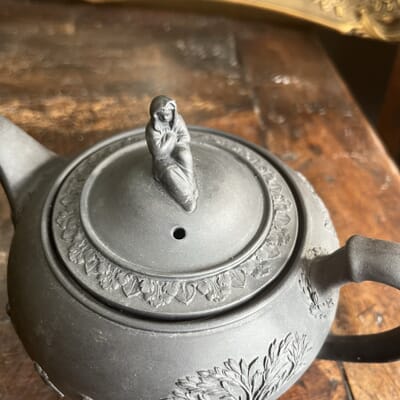 Antique Wedgwood Black Basalt Teapot 