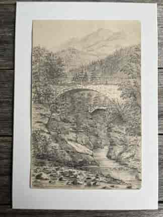 Pencil Sketch by Frederick B Bennett - "Stone Bridges in Swiss Alps 1872'