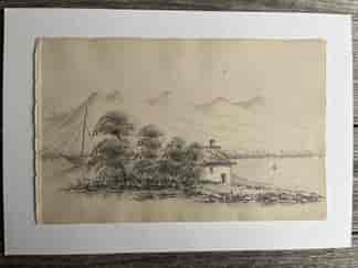 Pencil Sketch by Frederick B Bennett- House by lake 1872