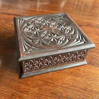 Victorian Chip carved square box, C. 1890