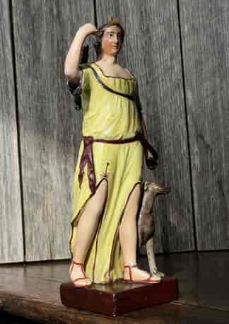 Staffordshire figure of Diana the Huntress, Brown Base, c.1800