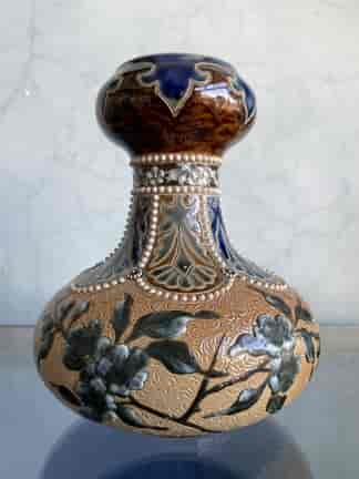Doulton Lambeth vase with enamelled floral sprigs, dated 1887