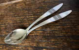 Pair of Russian Silver .916  Caviar Spoons, gilt bowls C. 1970