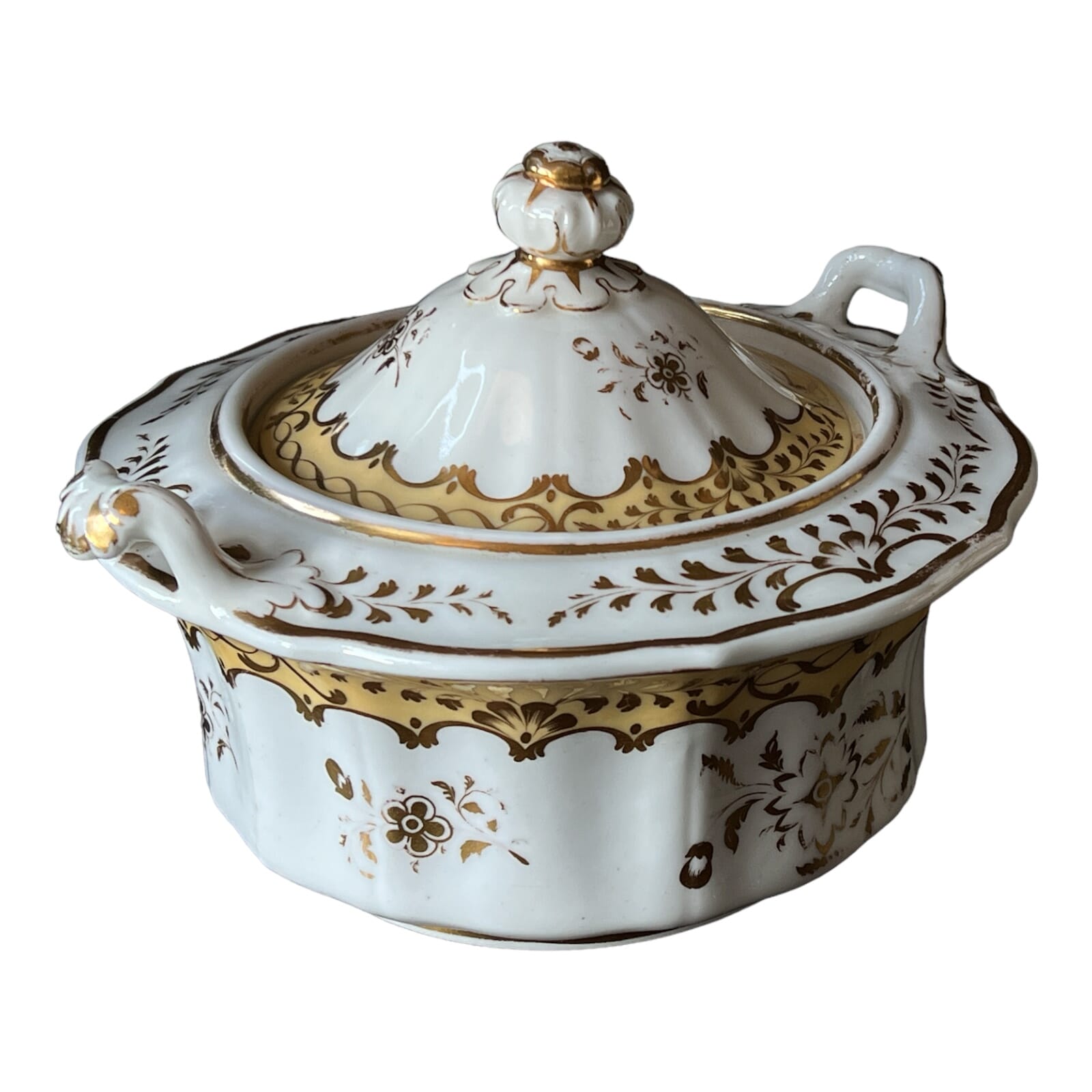 Ridgways sucrier, part. 2/1150, gilt & dawn ground, Circa 1825