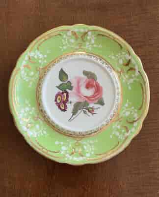 Coalport tureen stand , wreath & scroll border, flower centre, c 1835