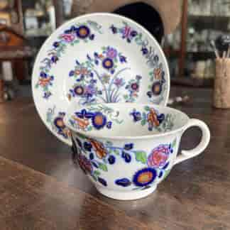 Spode pottery Bute shaped cup and saucer with Imari pattern c. 1820