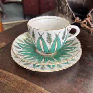 Cup, saucer & plate with green grasses, C. 1860