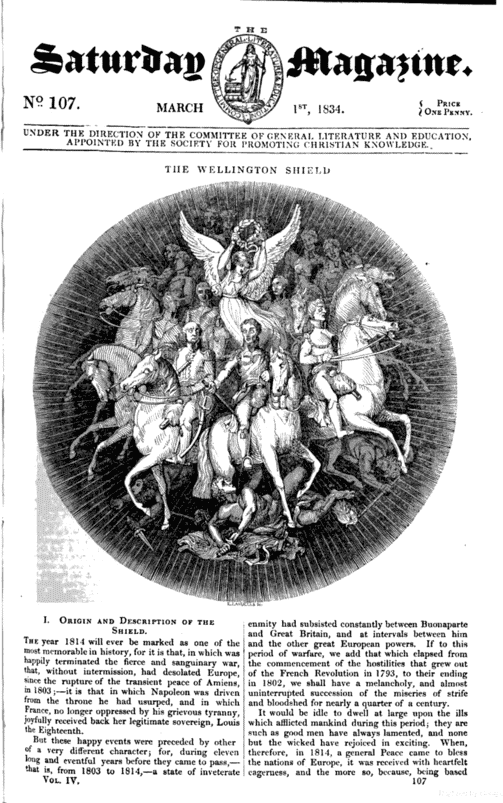 The Saturday Magazine March 1 1834- The Wellington Shield