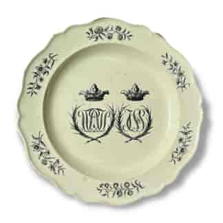 Wedgwood Creamware plate, double crowns & monograms, c. 1770